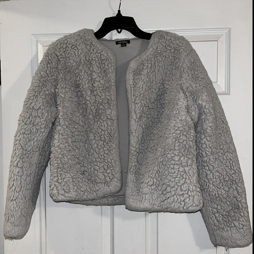 Wild Fable Faux Fur Short Coat Gray